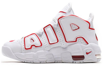 Nike Air More Uptempo White Varsity Red Outline"