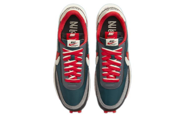 Sacai x UNDERCOVER x Nike LDWaffle midnight spruce and university red
